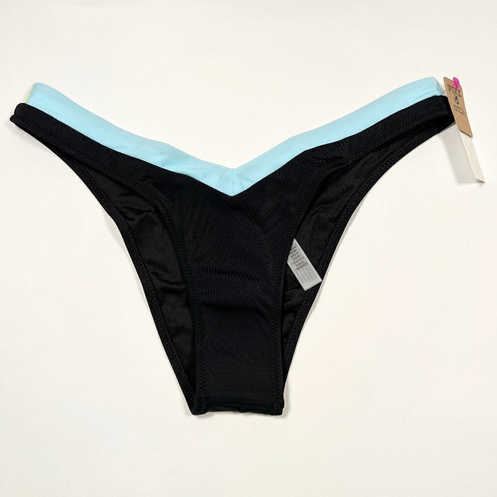 Victoria Secret Pink Medium M Itsy Bikini Bottom Black Color Block